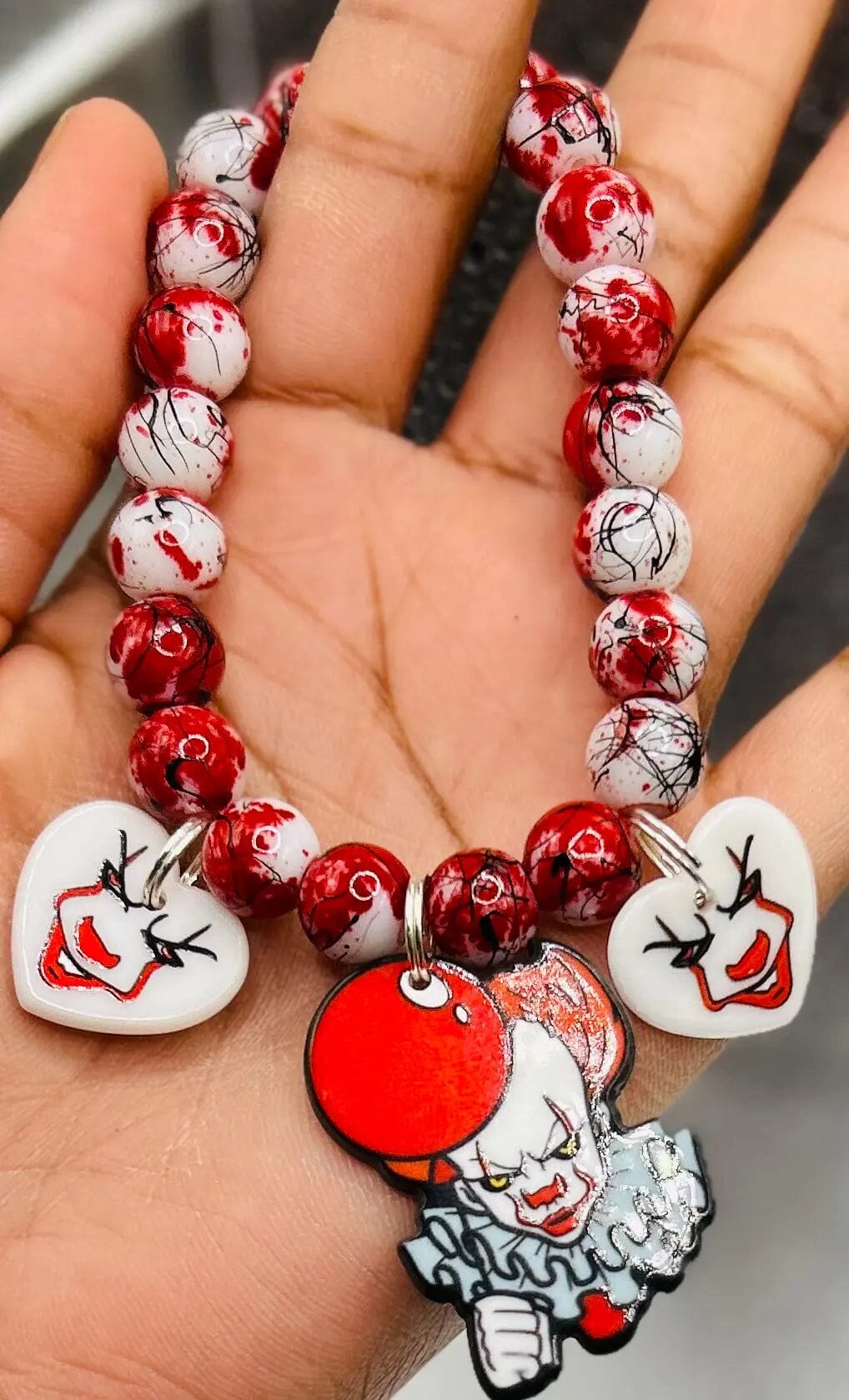 Horror Halloween Charm Beaded Bracelet Charm Beaded Bracelet Mr.Clown 