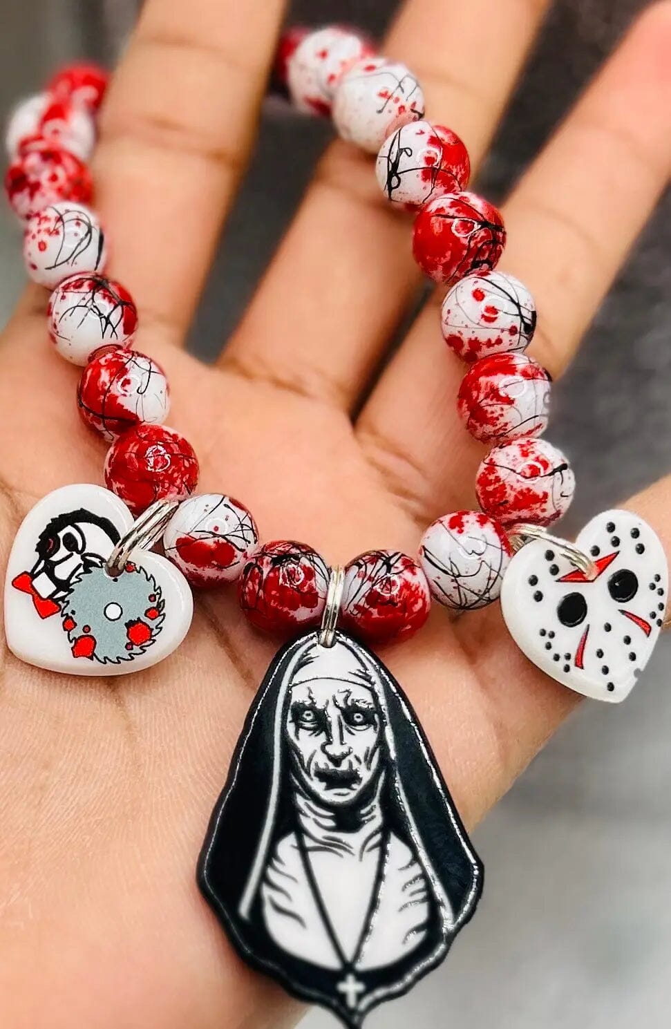 Horror Halloween Charm Beaded Bracelet Charm Beaded Bracelet The Nun 