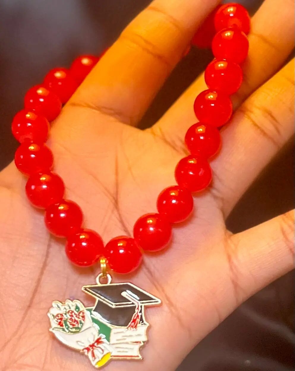 Graduation Charm Bracelet (1pc) Charm Beaded Bracelet 7 in Red 